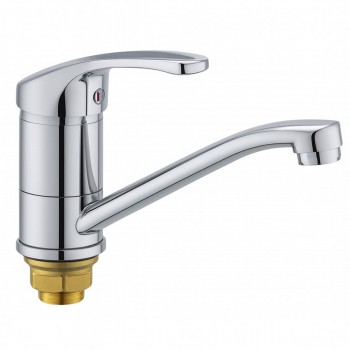 Baterie pentru bucătărie Rossa Bianca monocomandă, crom, cu pipă scurtă