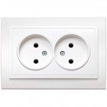 Priză dublă cu instalare ascunsă Elbi Zena fără împământare albă 500-010200-908