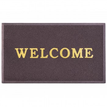 Коврик придверный WELCOME 41х72,5 см, грязезащитный ПВХ, коричневый AT3471-3-1