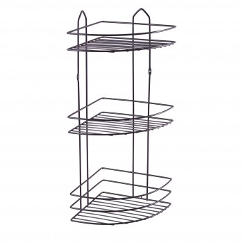 Полка угловая для ванной Perilla 3 яруса, 210х280х520 мм, металлическая, черная