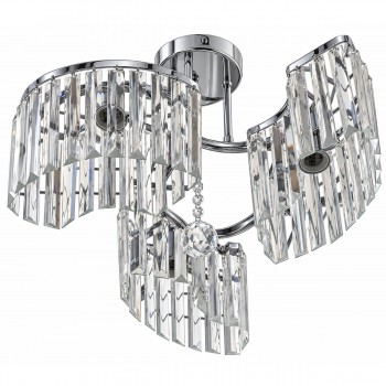Lustră de tavan 5905/3 CH pentru 3 becuri, cromată, cu pandantive decorative transparente