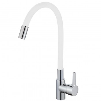 Baterie pentru bucătărie HYDRO-S monocomandă, alb, pipă flexibilă (Art. 0400449)