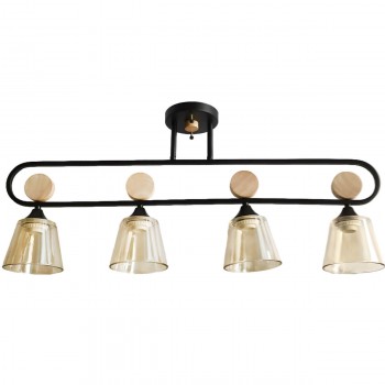 Lustră pentru tavan O’LESSYA (N5066/4) negru/lemn 220-240 V IP20