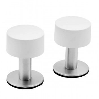 Дверной упор напольный металл+силикон белый, набор 2 шт HY3007