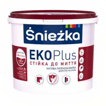 Vopsea lavabilă latex Sniezka EKO Plus albă, mată, pentru pereți și tavane 10 L