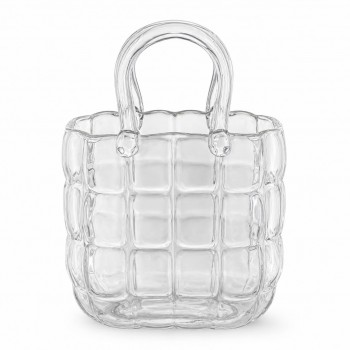 Vază pentru flori din sticlă transparentă, decorativă, în formă de geantă, JA3354/2308