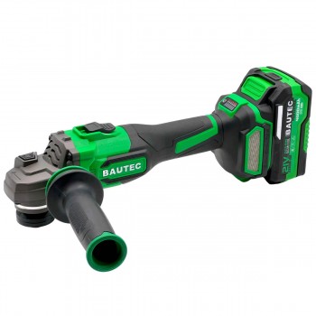 Болгарка аккумуляторная УШМ BAUTEC JM-125A 21 В, 1200 Вт, 125 мм, бесщёточная, 6 скоростей, 2х4 Ач, зарядка, кейс