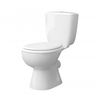 Vas WC compact Keramin Pozitano 90 de podea, cu evacuare orizontală, rezervor și capac, alb