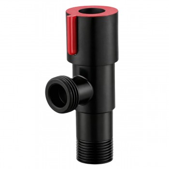 Кран шаровой под раковину HYDRO-S 1/2" НР х 1/2" НР, 80 мм, из нержавеющей стали, красная ручка, черный (Арт. 0400468)