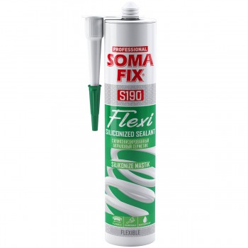 Герметик акриловый силиконизированный SomaFix Flexi S190, белый, 310 мл, окрашиваемый