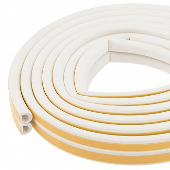 Garnitură de etanșare autoadezivă pentru uși și ferestre, profil D PRIMAFLEX 12x10 mm, albă