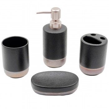 Set accesorii pentru baie AT0194-1, 4 piese, negru