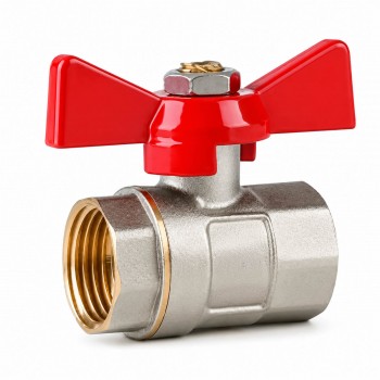 Кран шаровой BASE 1/2" ВР х 1/2" ВР, ручка бабочка, 30 бар, для воды и отопления