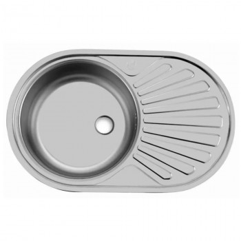 Chiuvetă pentru bucătărie ULA 770x500 mm încastrată, din oțel inoxidabil, ovală (7750L)