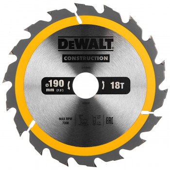 Disc de tăiere DEWALT DT1943 CONSTRUCTION 190x30 mm, 18 dinți ATB, pentru lemn