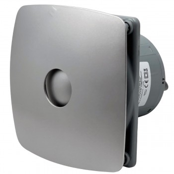 Ventilator axial pentru baie Vent Europe FINE 100BD Grey Metal d.100 mm, gri, cu supapă, silențios