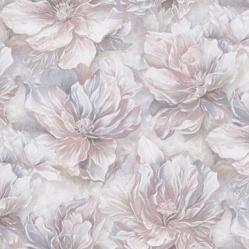 Tapet vinil pe suport de hârtie BELVINIL Naomi 0472-62, bej roz, cu model floral, 0,53 x 10,05 m