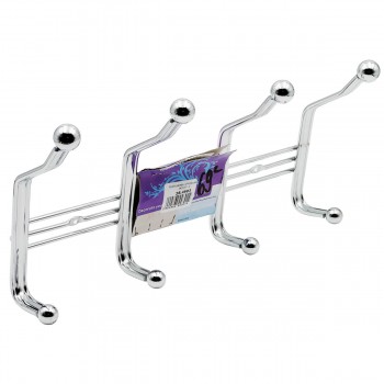 Вешалка настенная на 4 крючка, металл хром, для ванной и прихожей JA3177-1