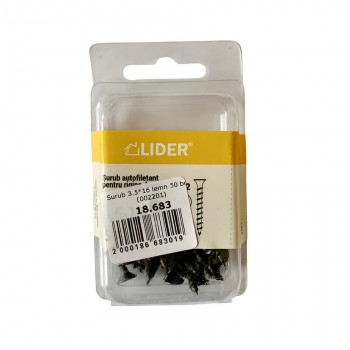 Șurub pentru lemn și gips-carton Lider 3.5x16 mm 50 bucăți (Art. 002201)