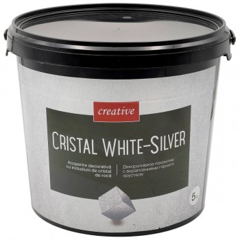 Tencuială decorativă Modem Cristal Creative alb-argintiu 5 kg cu efect sclipici strălucitor