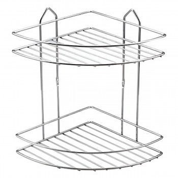 Полка для ванной угловая Perilla 2-ярусная, 21х28х40 см, металлическая, хром (Арт. 71302)