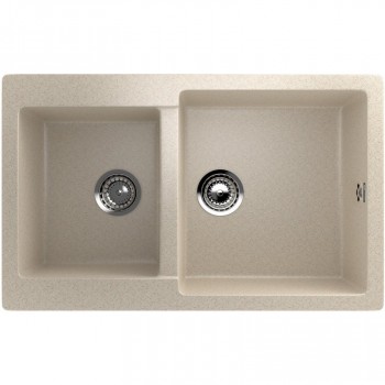 Chiuvetă pentru bucătărie Ulgran U-505 încastrată 770 x 500 x 165 / 200 mm, marmură artificială, bej (U-505-328)