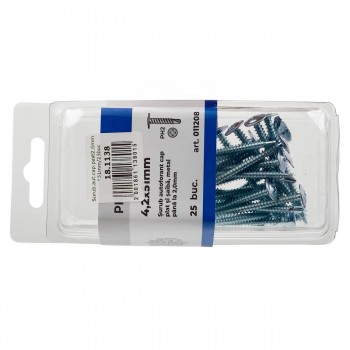 Șurub cu cap plat și șaibă Lider 4.2x51 mm cu burghiu zincat 25 bucăți (Art. 011208)