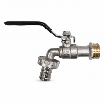Robinet cu sferă din alamă 1/2 filet extern x 1/2 filet extern mâner roșu cu conector colțar (Art. 0470101)