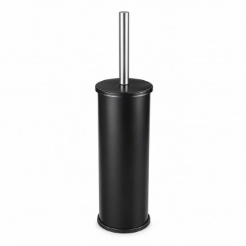 Perie pentru WC cu suport Hydro-S, de podea, din oțel inoxidabil, neagră, 80x360 mm