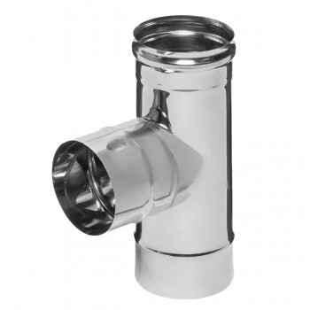 Тройник дымоходный FERRUM 90° х d.130 мм, из нержавеющей стали AISI 430, толщина 0,5 мм F4706