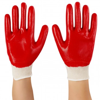 Mănuși de protecție complet acoperite cu PVC BAUWELT mărime universală, roșii (Art. 24203)