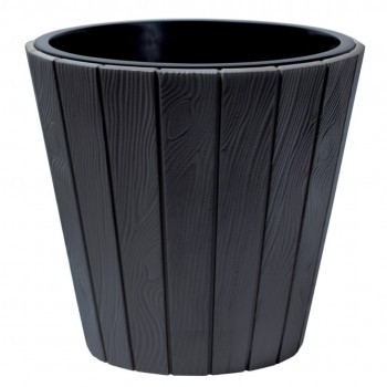 Горшок для цветов Prosperplast Woode DBWO400-S433, 18/29 л, 393х370 мм, пластиковый, чёрный