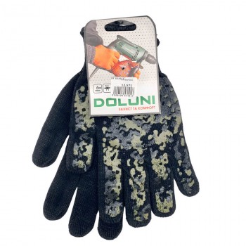 Mănuși de lucru tricotate Doloni XL camuflaj cu puncte PVC (Art. 4251)
