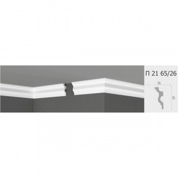 Plintă pentru tavan De-Baghet P 21, 65x26x2000 mm, polistiren XPS