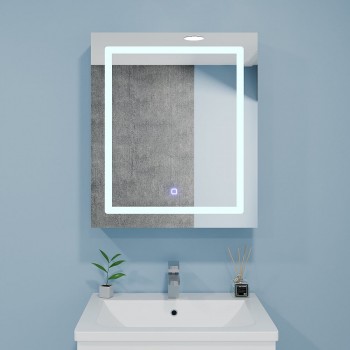 Dulap cu oglindă pentru baie Bayro Optima LED Touch 600x700 mm, cu iluminare, cu senzor, dreapta, alb mat