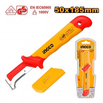 Нож диэлектрический для снятия изоляции INGCO HIDCK1851 50х185 мм, VDE 1000 В, нерж. сталь