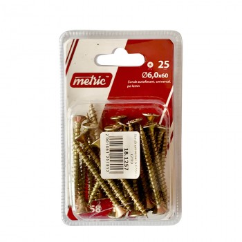 Șuruburi universale pentru lemn Metric 6x60 mm zincate 25 bucăți (Art. 88658)