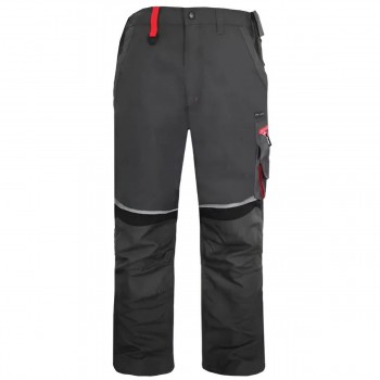 Pantaloni de lucru PROFMET mărime M, 60% bumbac, 40% poliester, gri/negru/roșu (Art. 365633)