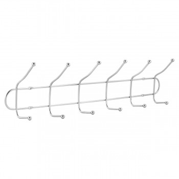 Cuier pentru perete 6 cârlige, din metal, crom JA3182-3