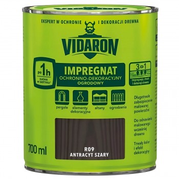 Пропитка для дерева защитно-декоративная Vidaron R09, серый антрацит, матовая, 0,7 л
