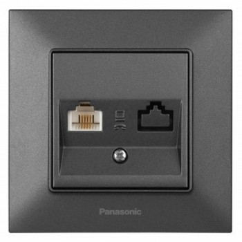 Розетка телефонная Panasonic Arkedia Slim (RJ11 cat3) антрацит WNTC0402-2DG