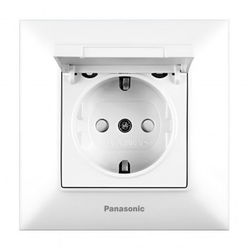 Розетка Panasonic Arkedia Slim скрытая установка, с заземлением, защитными шторками и крышкой