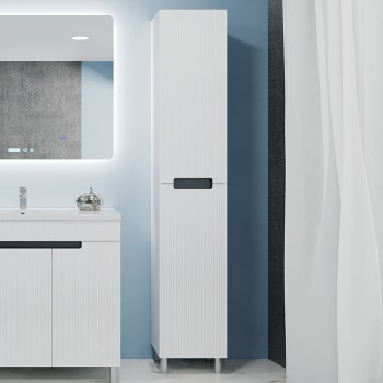 Шкаф-пенал для ванной Bayro Positano 350х1900 мм напольный универсальный белый матовый