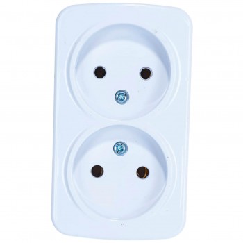 Priză dublă, instalare deschisă, Elbi fără împământare 504-010200-908