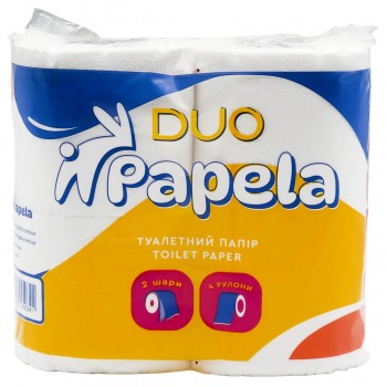 Hârtie igienică Papela Duo, 2 straturi, 4 role, 120 foi, albă