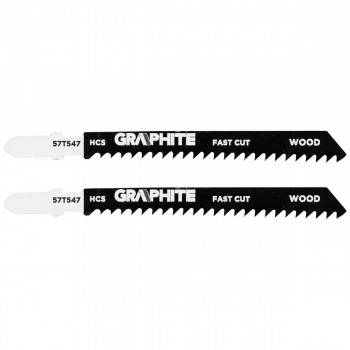 Пилки для лобзика по дереву и ДВП Graphite HCS 100 мм 8 TPI T-образный хвостовик 2 шт 57T547