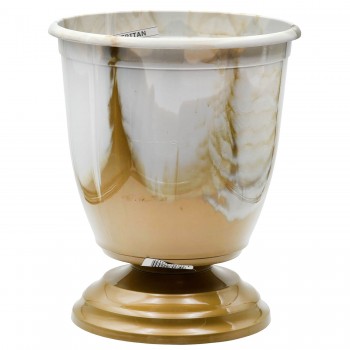 Горшок для цветов с подставкой 8 л мраморный бело-золотой
