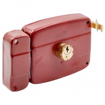 Broască aplicată cu cilindru pentru ușă GM B069/108C, 120 x 60 mm, 3 chei, roșie