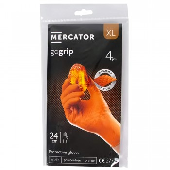 Перчатки нитриловые Mercator GoGrip L оранжевые, 4 шт.