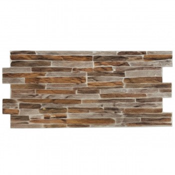 Декоративная стеновая панель ПВХ 3D под камень, коричнево-серая, 96х48 см